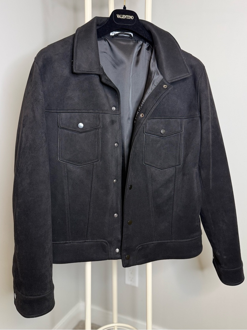 Zara Men’s Black Suede Shirt Jacket